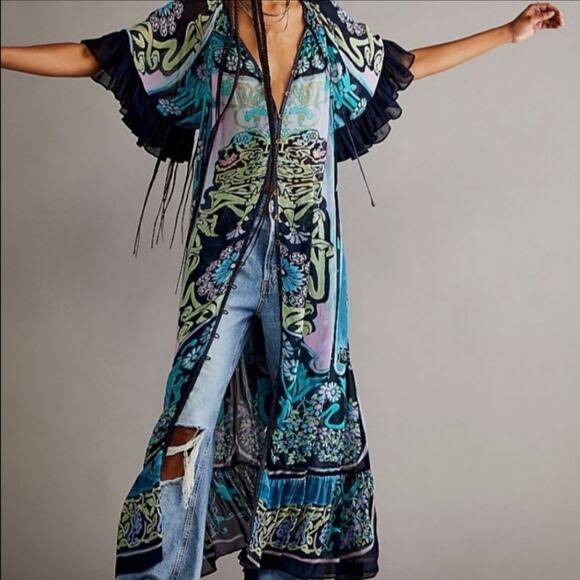 Free People Back To Barcelona Kaftan Dress - Picture 1 of 6